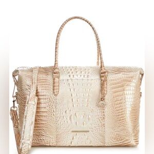 BRAHMIN Cream Duxbury Weekender Melbourne Duffel Bag NWT
